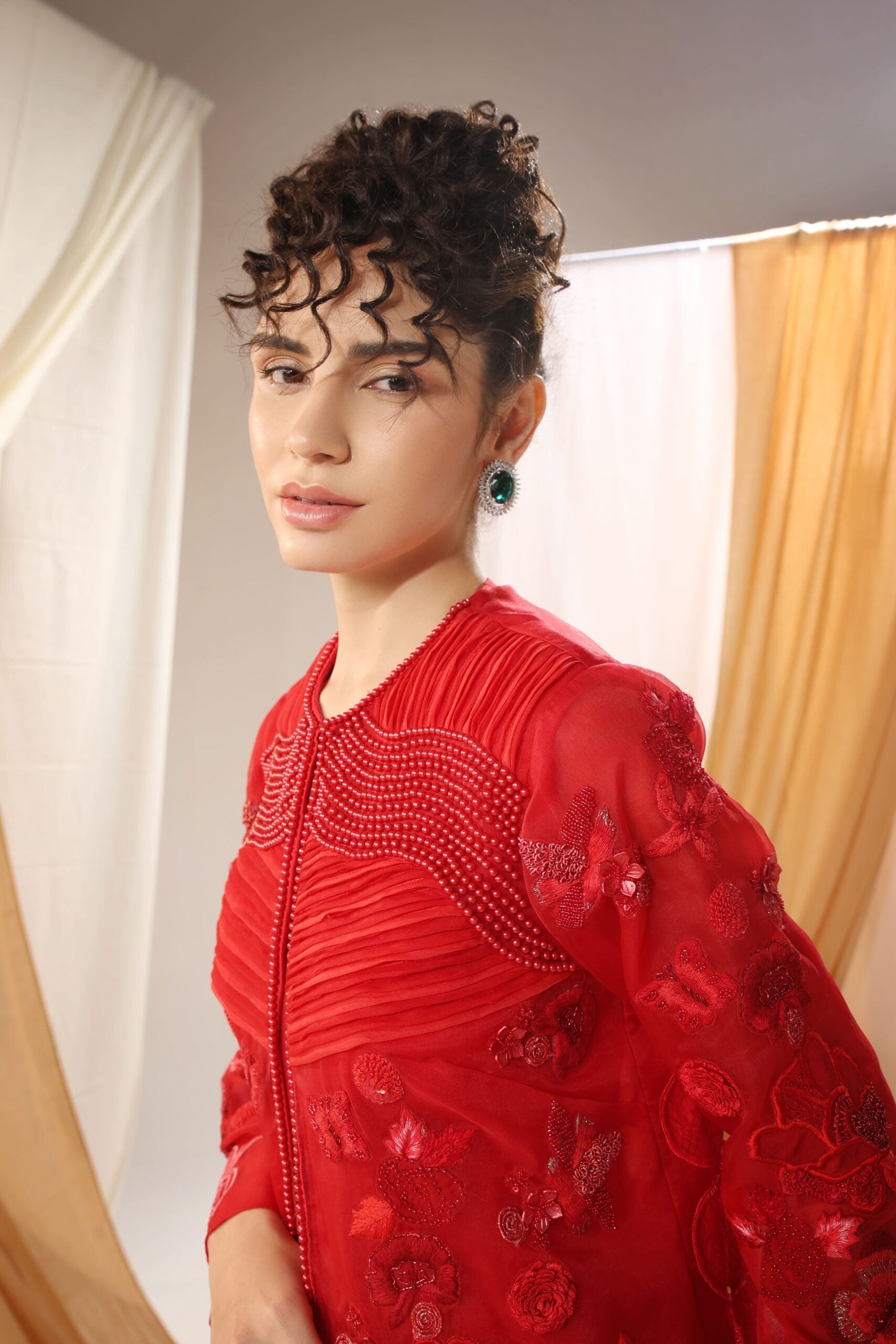 Deep Scarlet Cape Dress