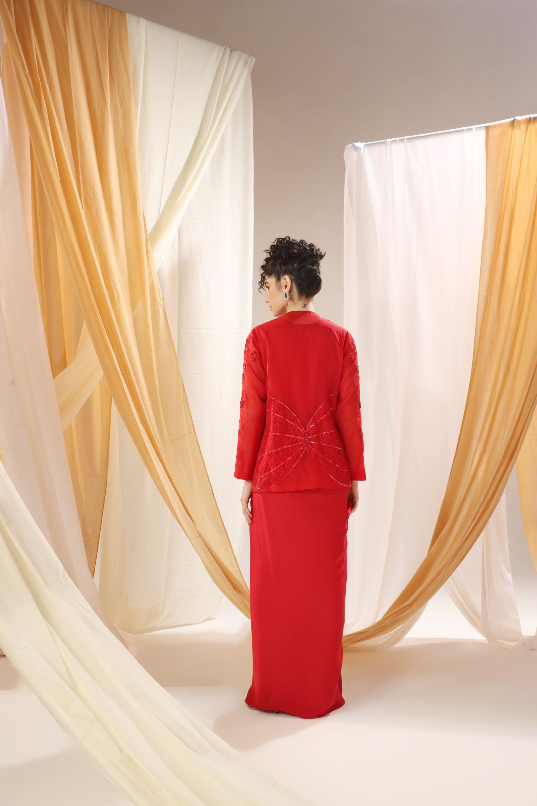 Deep Scarlet Cape Dress