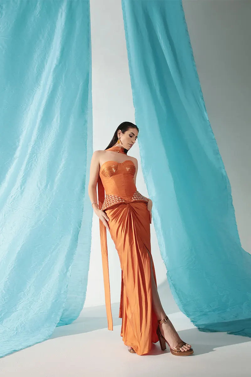 Apricot Corset Skirt Set