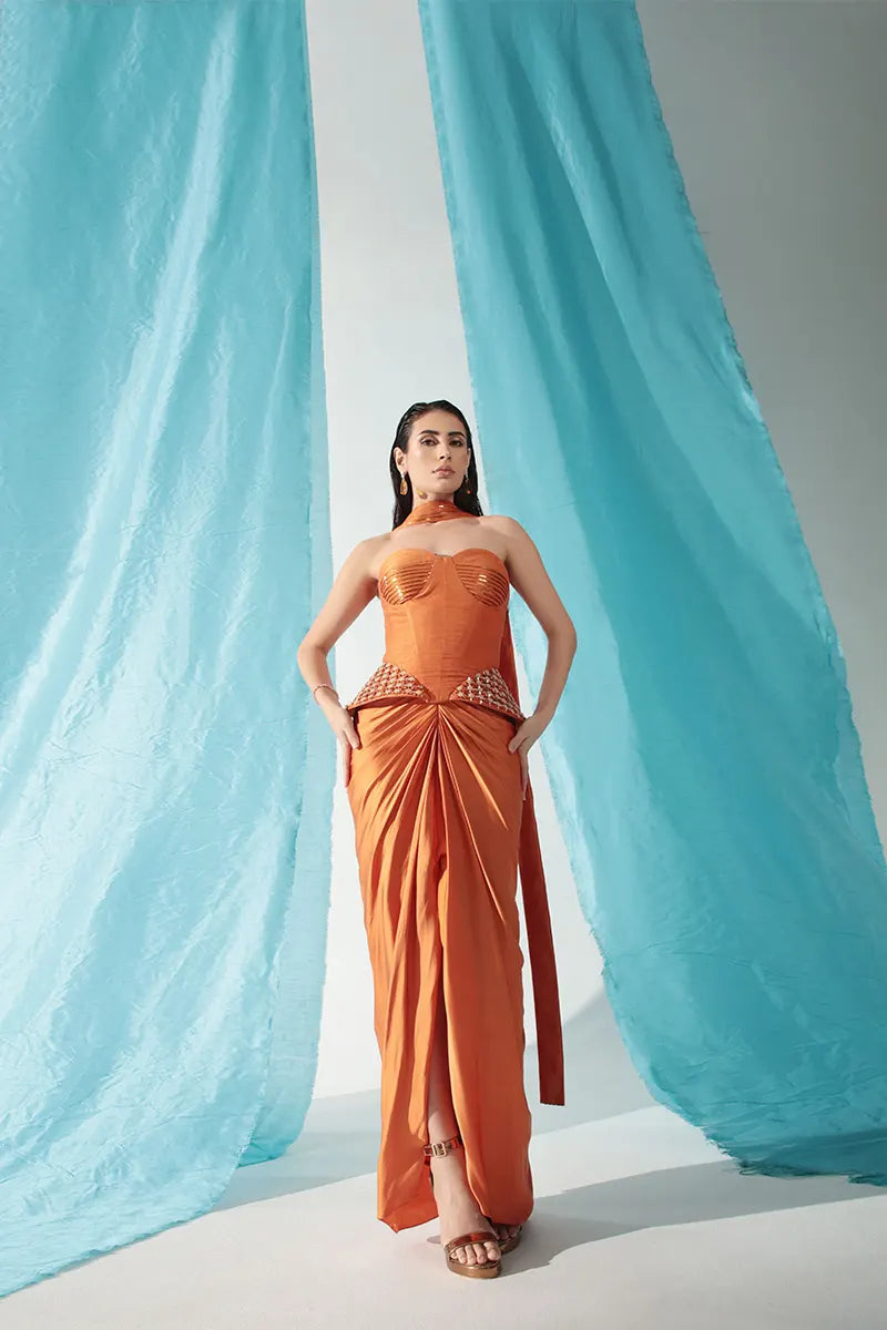 Apricot Corset Skirt Set