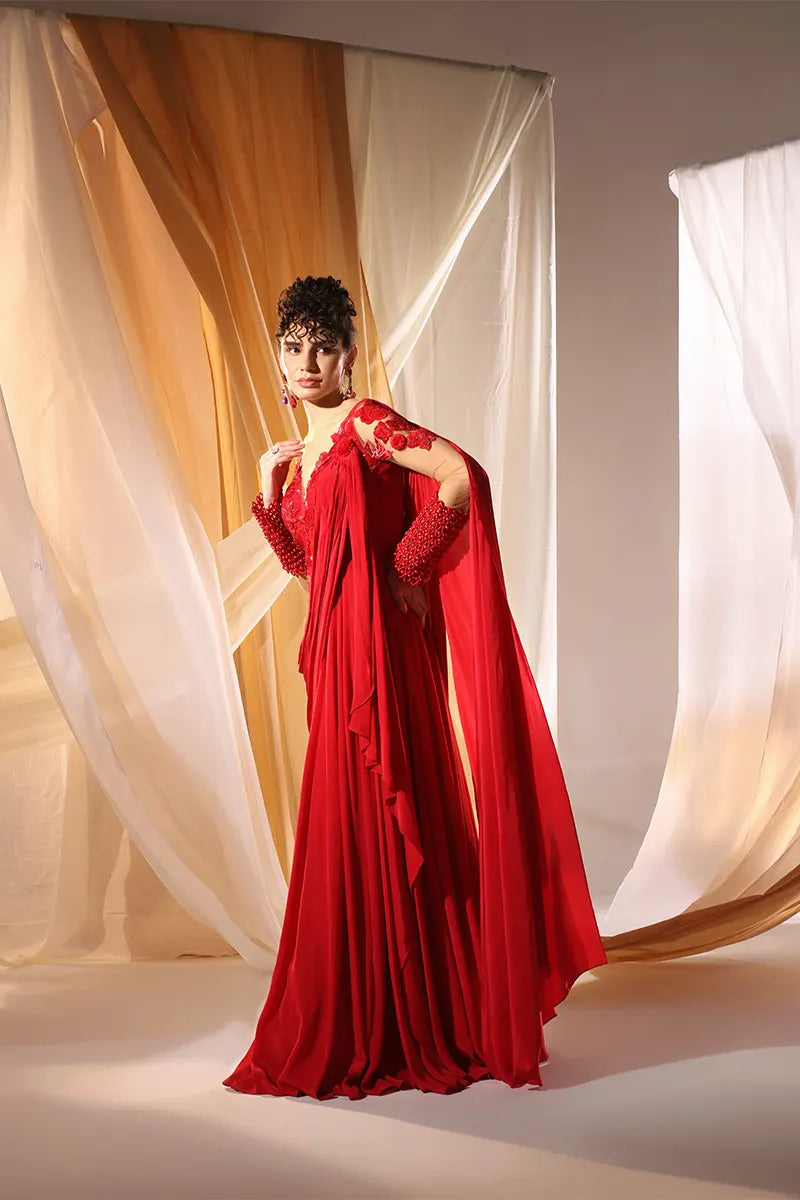 Deep Scarlet Concept Saree
