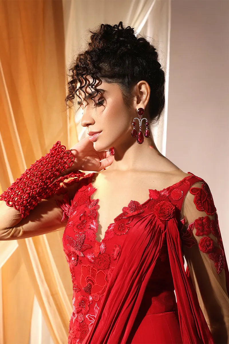 Deep Scarlet Concept Saree