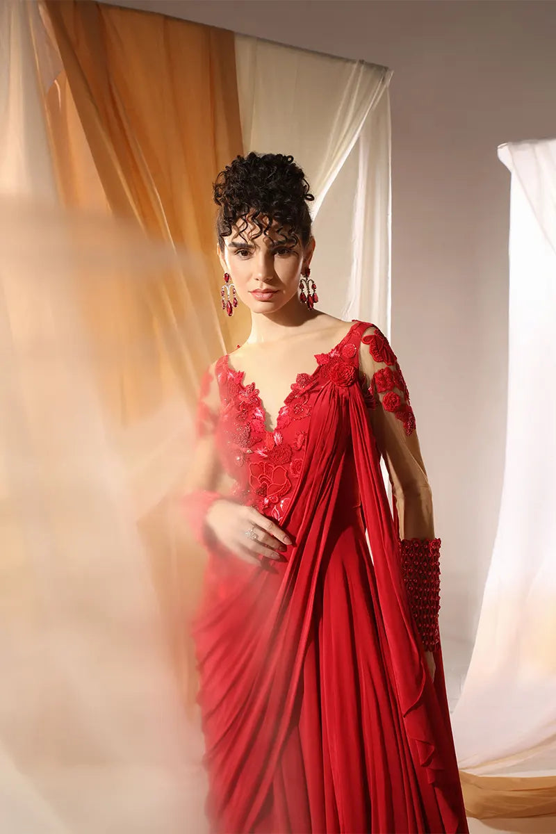 Deep Scarlet Concept Saree