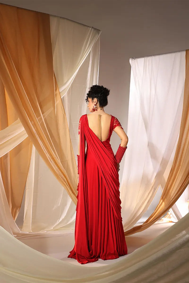 Deep Scarlet Concept Saree