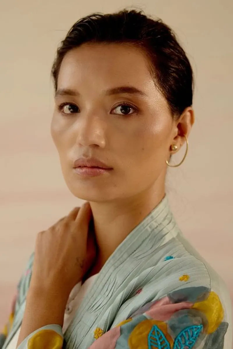 Frosty Green & White Embroidered Jacket Dress