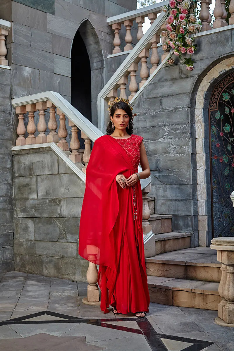 Scarlet Red Draped Dress