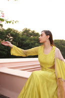 Canary Yellow Anarkali Set
