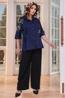 Dark Blue drop-shoulder shit
