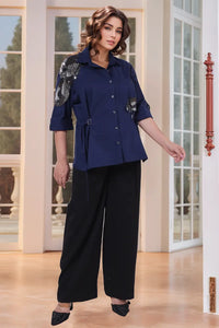 Dark Blue drop-shoulder shit