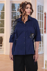 Dark Blue drop-shoulder shit