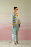 Frosty Green Embroidered Blazer Set