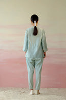 Frosty Green Embroidered Blazer Set
