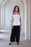 Grey Contemporary embroidered shirt