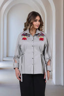 Grey Contemporary embroidered shirt