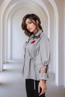 Grey Contemporary embroidered shirt
