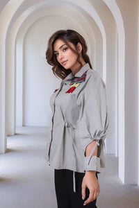 Grey Contemporary embroidered shirt