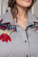 Grey Contemporary embroidered shirt