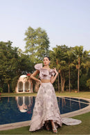 Pearl Grey High Low Trail Skirt Set