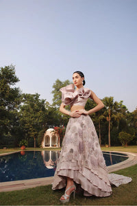 Pearl Grey High Low Trail Skirt Set