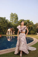 Pearl Grey High Low Trail Skirt Set