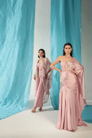 Rose Quartz Embroidered Cape With Pant Set