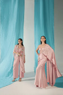Rose Quartz Embroidered Cape With Pant Set