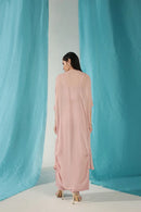 Rose Quartz Embroidered Cape With Pant Set