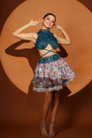 Helly Shah in Multi-Colored Embroidered Mini Skirt Set