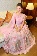 Akriti in Light Rose Pink Embroidered Lehenga Set