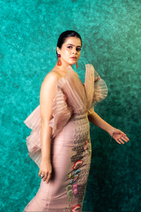 Jigyasa in Rose Quartz Pleated Off Shoulder Gown (Copy)