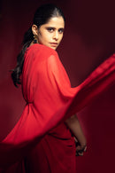 Saie in Scarlet Red Draped Dress