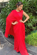 VJ Gaelyn in Scarlet Red Draped Dress