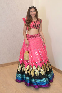 CISTER & CO in Hot Pink Embroidered Lehenga Set