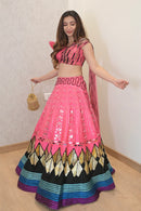 CISTER & CO in Hot Pink Embroidered Lehenga Set