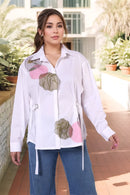 White cotton drop-shoulder shirt