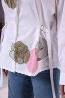 White cotton drop-shoulder shirt