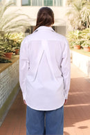 White cotton drop-shoulder shirt
