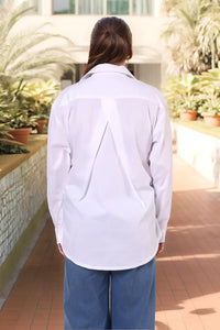 White cotton drop-shoulder shirt