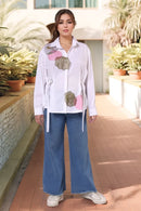 White cotton drop-shoulder shirt