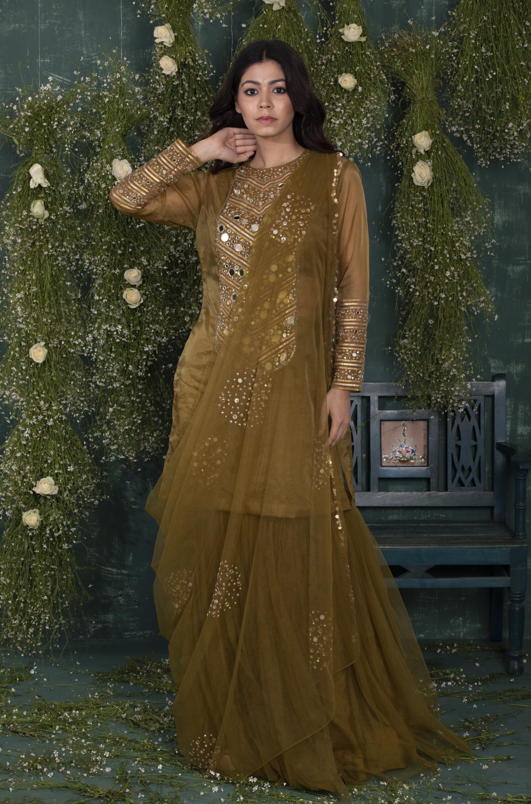 Reign like a queen, in this soothing, grouding and elegant olive green outfit